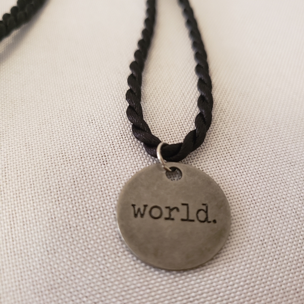 'World' 18" stainless steel charm necklace